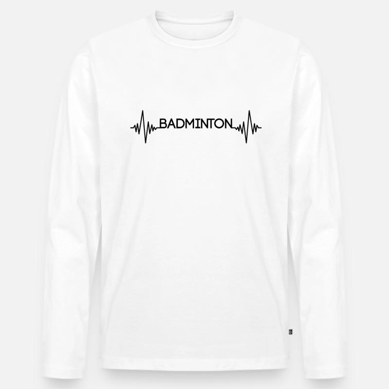 Badminton Herzschlag - Männer Premium Bio Langarmshirt - Weiß