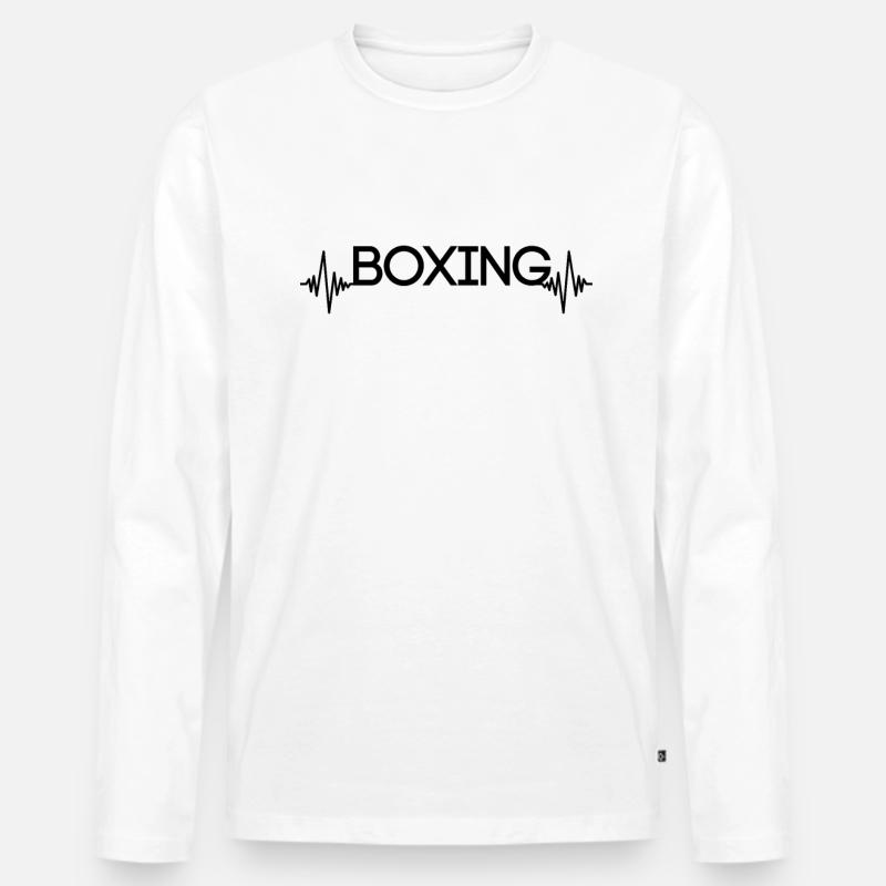 Boxen Herzschlag - Männer Premium Bio Langarmshirt - Weiß
