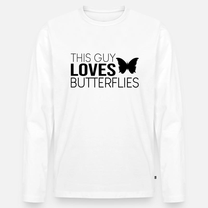 Typ Schmetterling Spruch - Männer Premium Bio Langarmshirt - Weiß