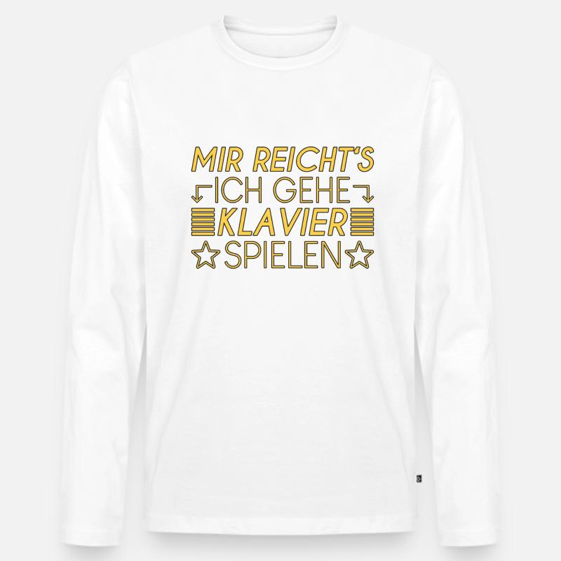 Klavier Spruch - Männer Premium Bio Langarmshirt - Weiß