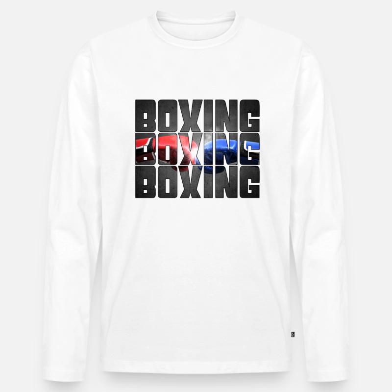 Boxen - Männer Premium Bio Langarmshirt - Weiß