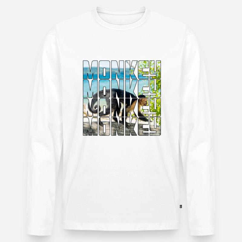 Affe - Männer Premium Bio Langarmshirt - Weiß