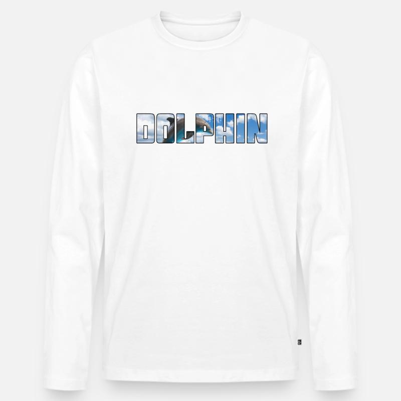 Delfin - Männer Premium Bio Langarmshirt - Weiß