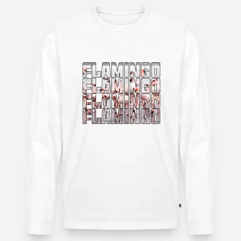 Flamingo - Männer Premium Bio Langarmshirt - Weiß