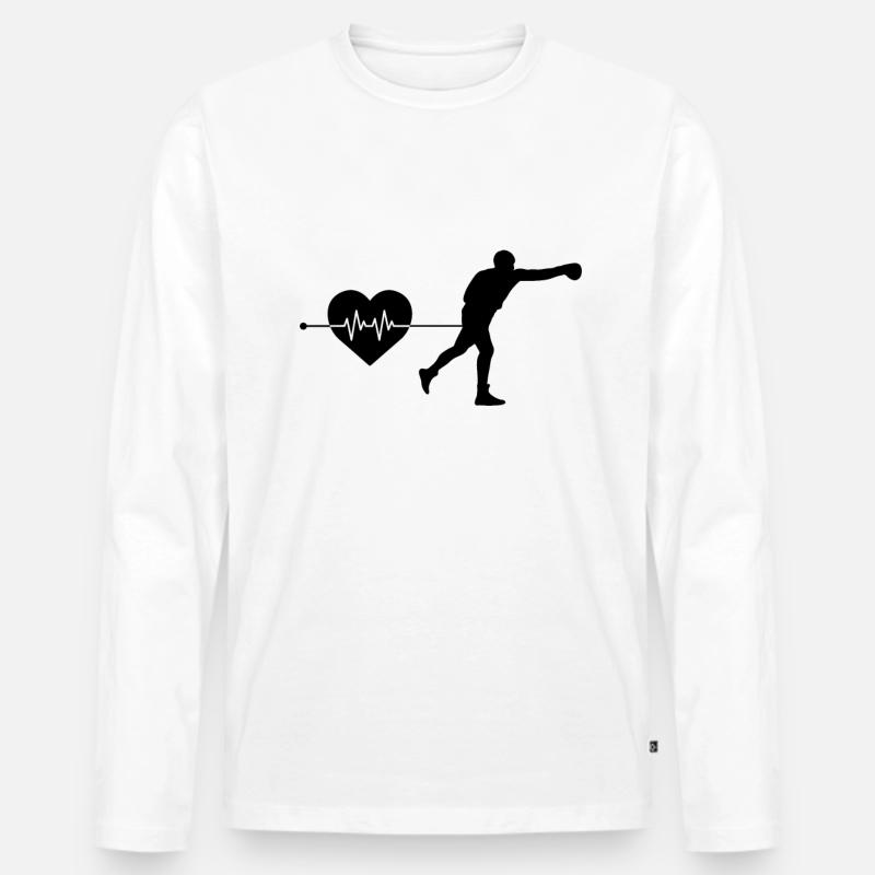 Boxen Herzschlag - Männer Premium Bio Langarmshirt - Weiß