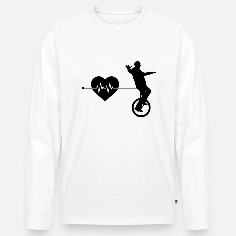 Einrad Herzschlag - Männer Premium Bio Langarmshirt - Weiß