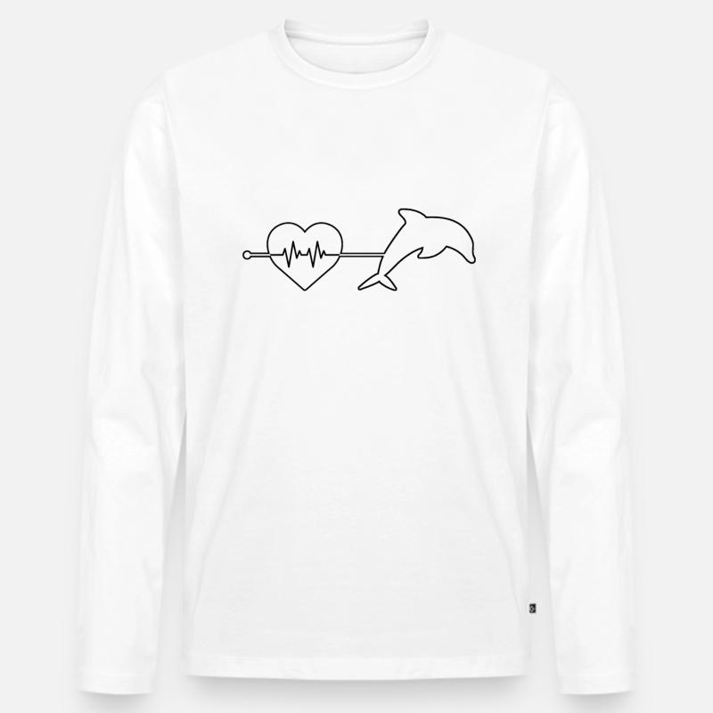 Delfin Herzschlag - Männer Premium Bio Langarmshirt - Weiß