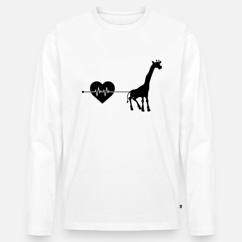 Giraffe Herzschlag - Männer Premium Bio Langarmshirt - Weiß