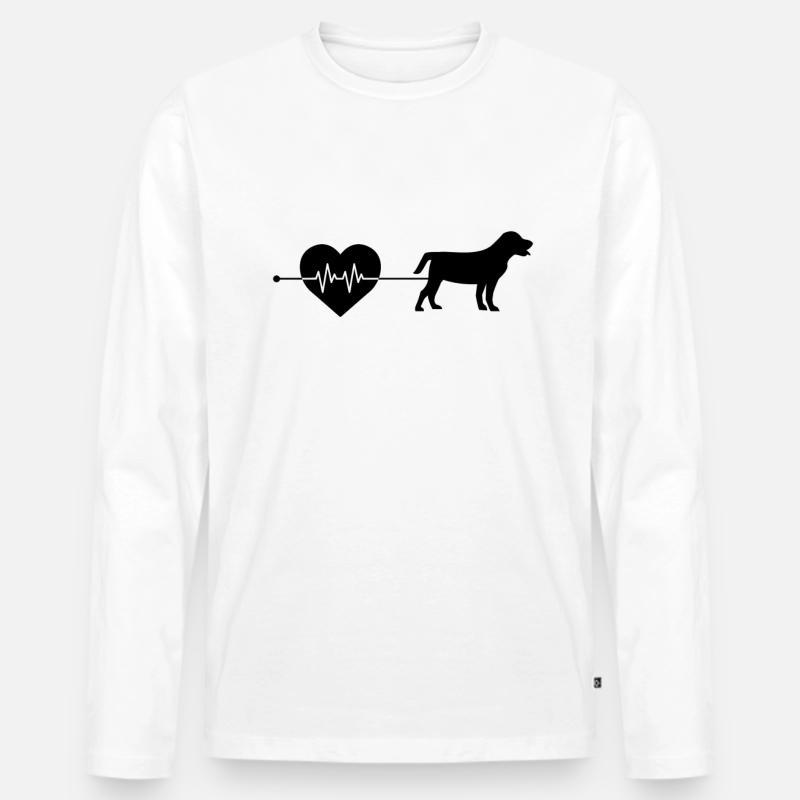 Hund Herzschlag - Männer Premium Bio Langarmshirt - Weiß