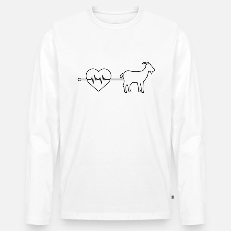 Ziege Herzschlag - Männer Premium Bio Langarmshirt - Weiß