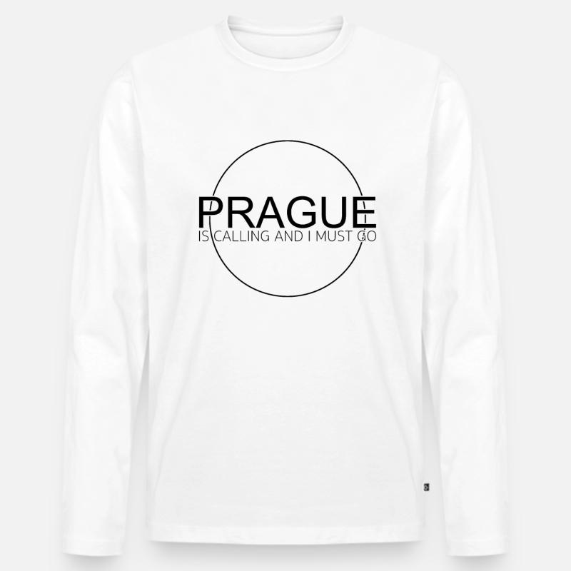 Prag - Männer Premium Bio Langarmshirt - Weiß