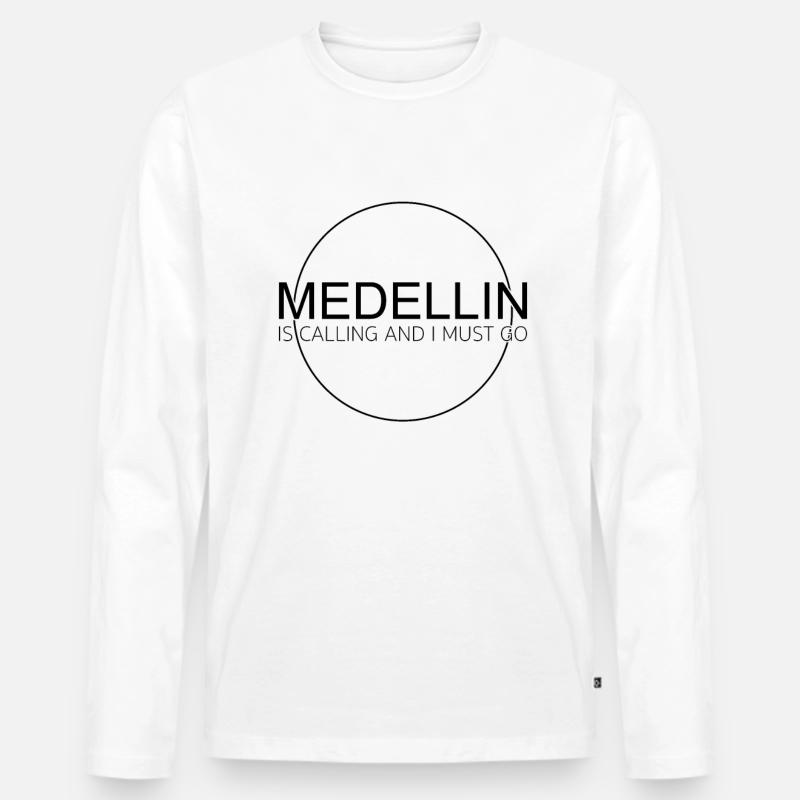 Medellin - Männer Premium Bio Langarmshirt - Weiß