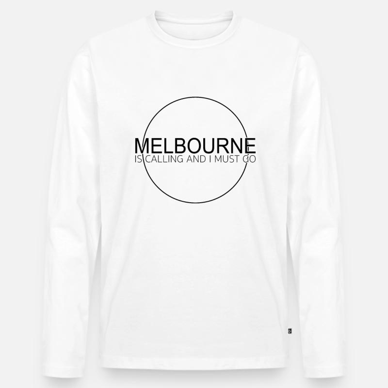 Melbourne Spruch - Männer Premium Bio Langarmshirt - Weiß