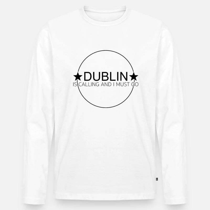 Dublin Spruch - Männer Premium Bio Langarmshirt - Weiß