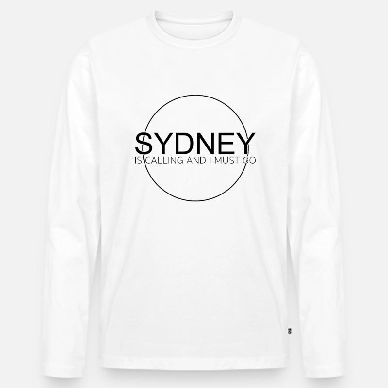Sydney Spruch - Männer Premium Bio Langarmshirt - Weiß
