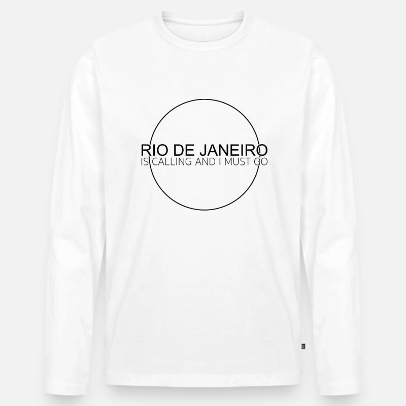 Rio de Janeiro Spruch - Männer Premium Bio Langarmshirt - Weiß