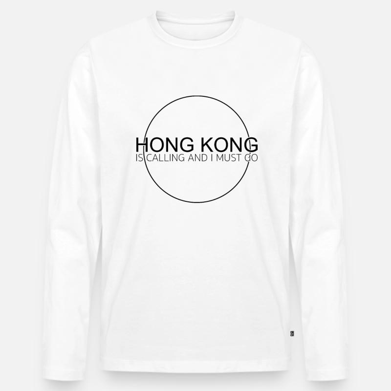 hong kong spruch - Männer Premium Bio Langarmshirt - Weiß