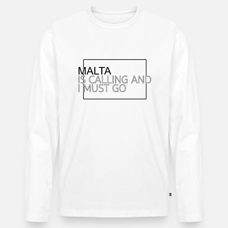 Malta Spruch - Männer Premium Bio Langarmshirt - Weiß