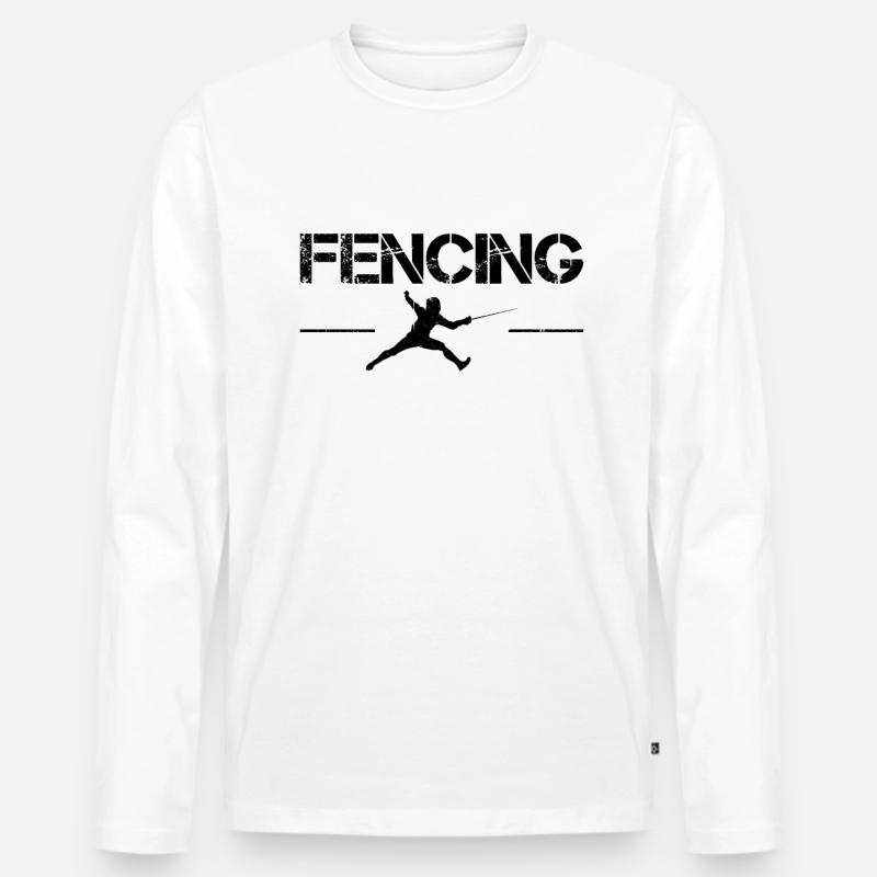 Fechten - Männer Premium Bio Langarmshirt - Weiß