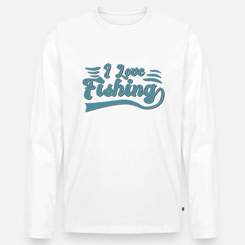 Ich liebe Angeln - Männer Premium Bio Langarmshirt - Weiß