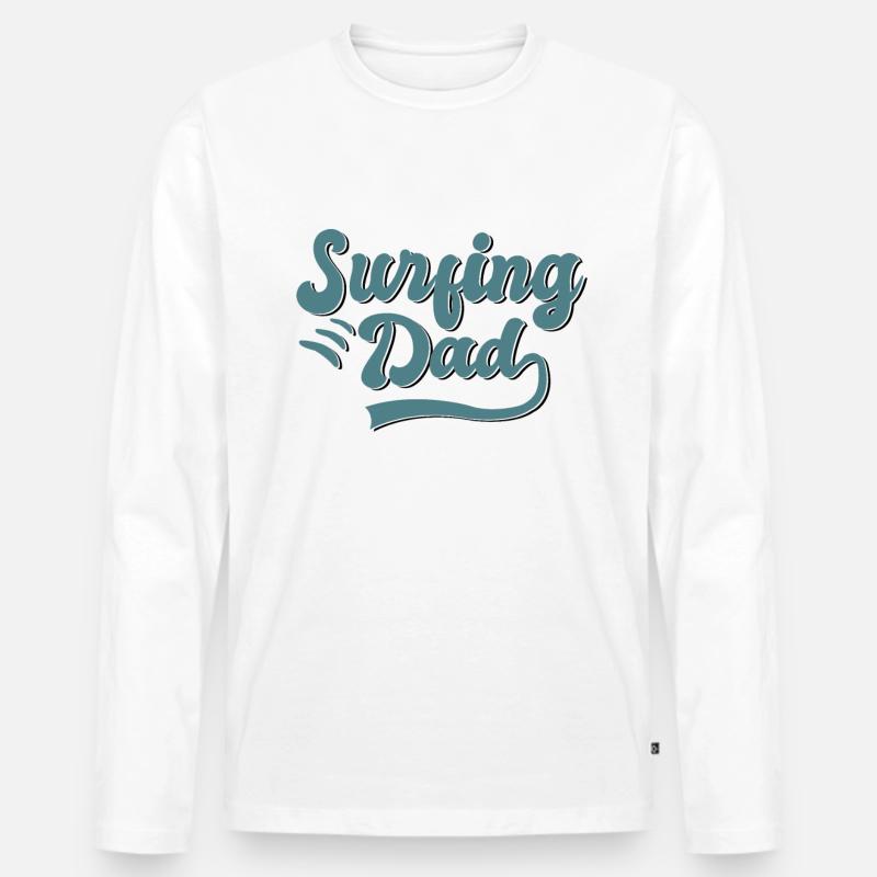 Surfen Papa Geschenk - Männer Premium Bio Langarmshirt - Weiß