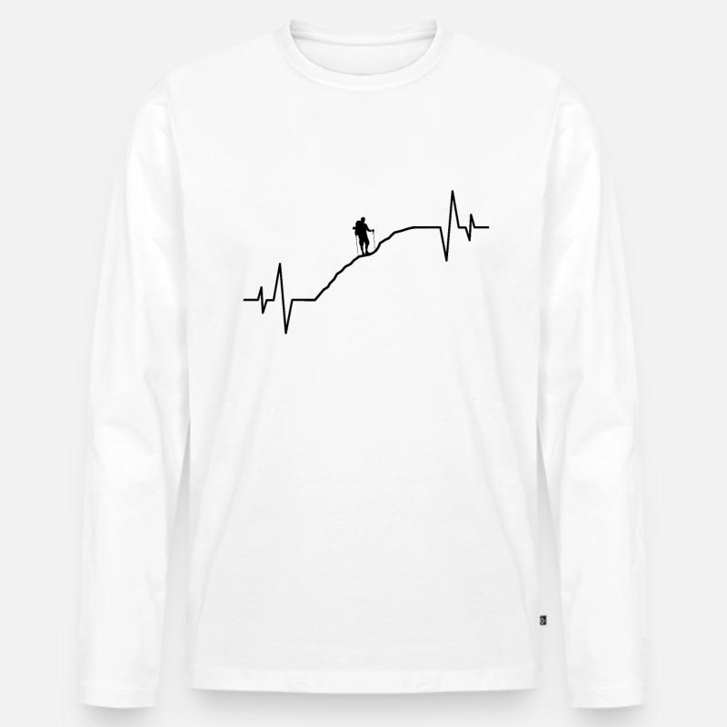 Wandern Wanderer Herzschlag - Männer Premium Bio Langarmshirt - Weiß