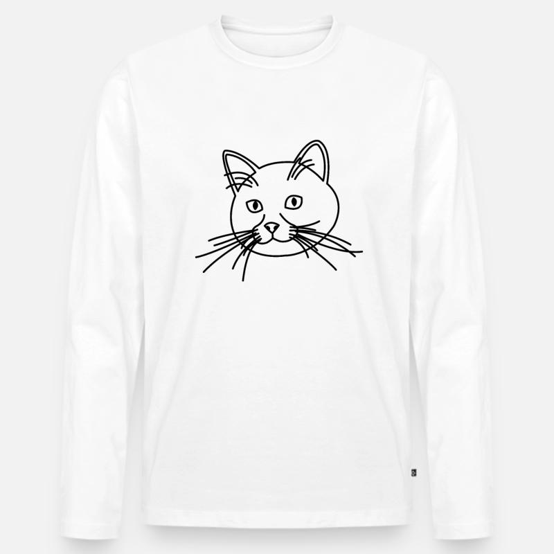 Katze gezeichnet - Männer Premium Bio Langarmshirt - Weiß