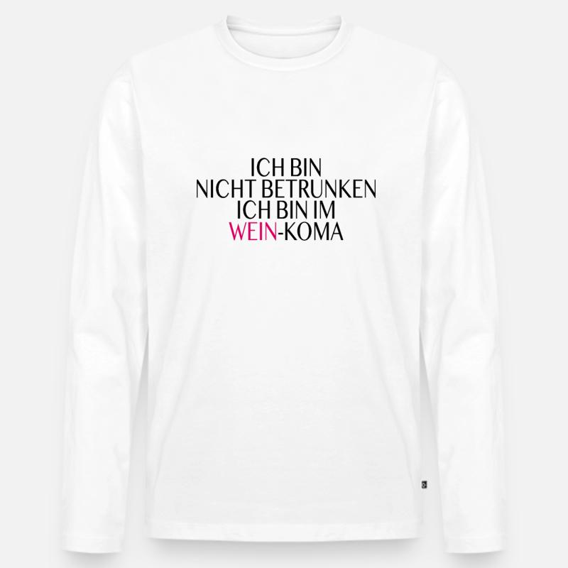 Wein Koma Spruch - Männer Premium Bio Langarmshirt - Weiß