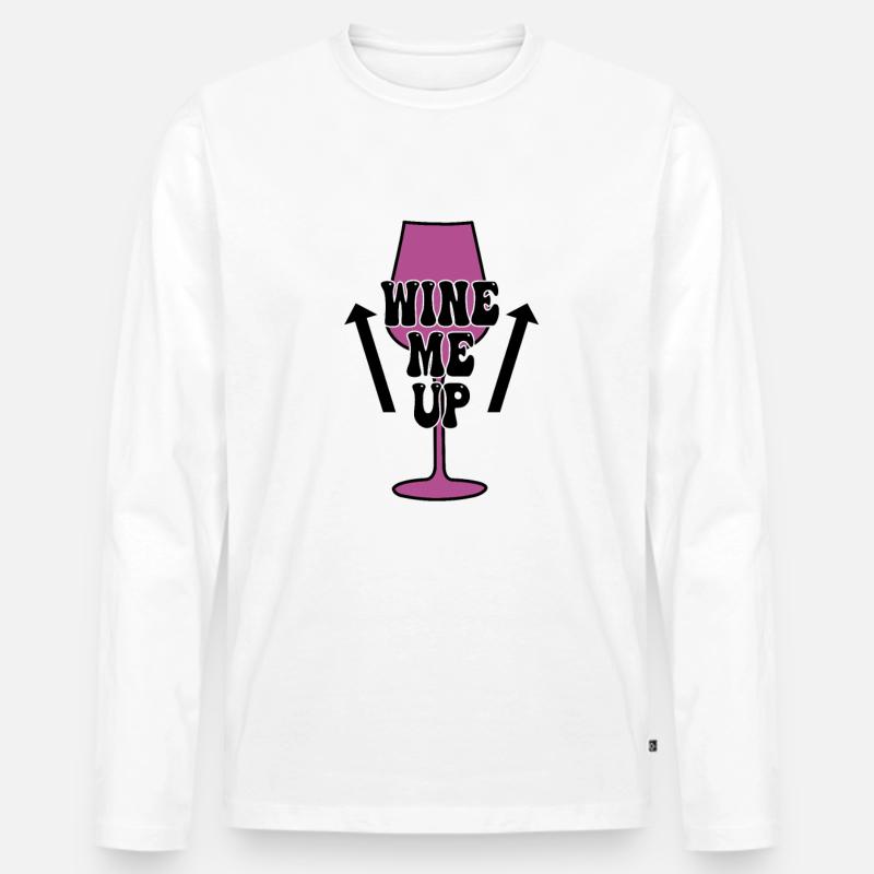 lustiger Wein Spruch - Männer Premium Bio Langarmshirt - Weiß