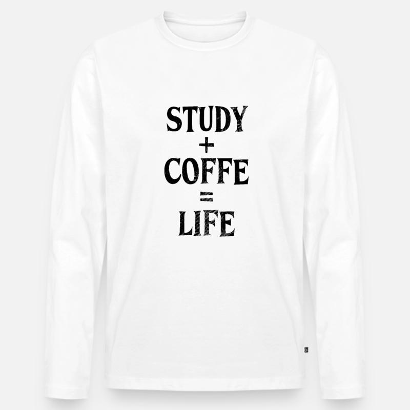 Studieren und Kaffee - Männer Premium Bio Langarmshirt - Weiß