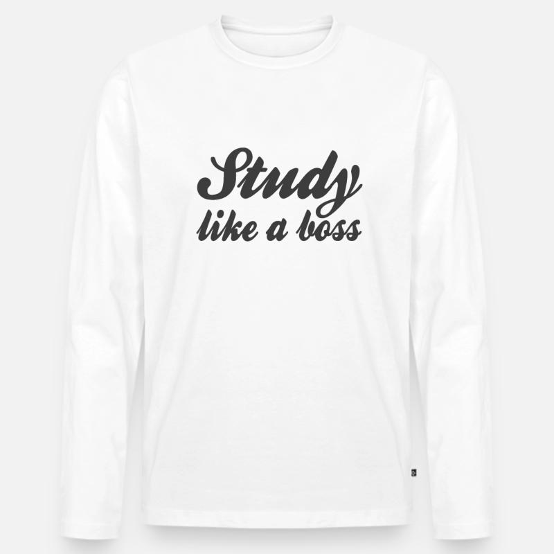 Studieren Spruch - Männer Premium Bio Langarmshirt - Weiß