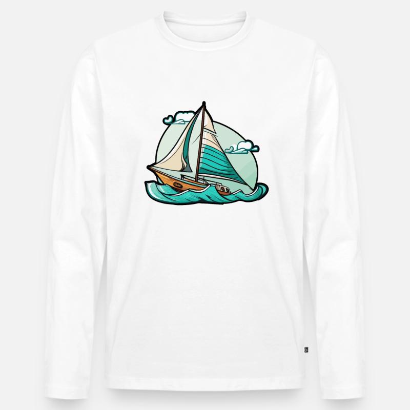 Boot Segelboot Segeln - Männer Premium Bio Langarmshirt - Weiß