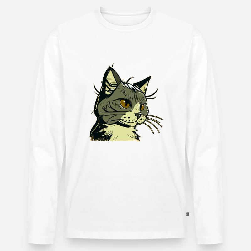 Katze im comic style - Männer Premium Bio Langarmshirt - Weiß