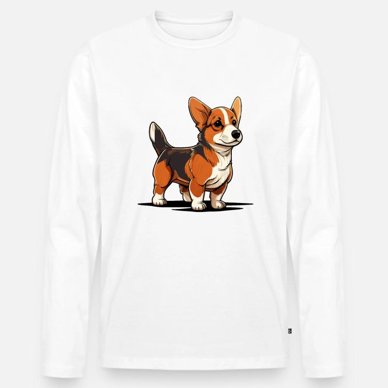 Hund im comic style - Männer Premium Bio Langarmshirt - Weiß