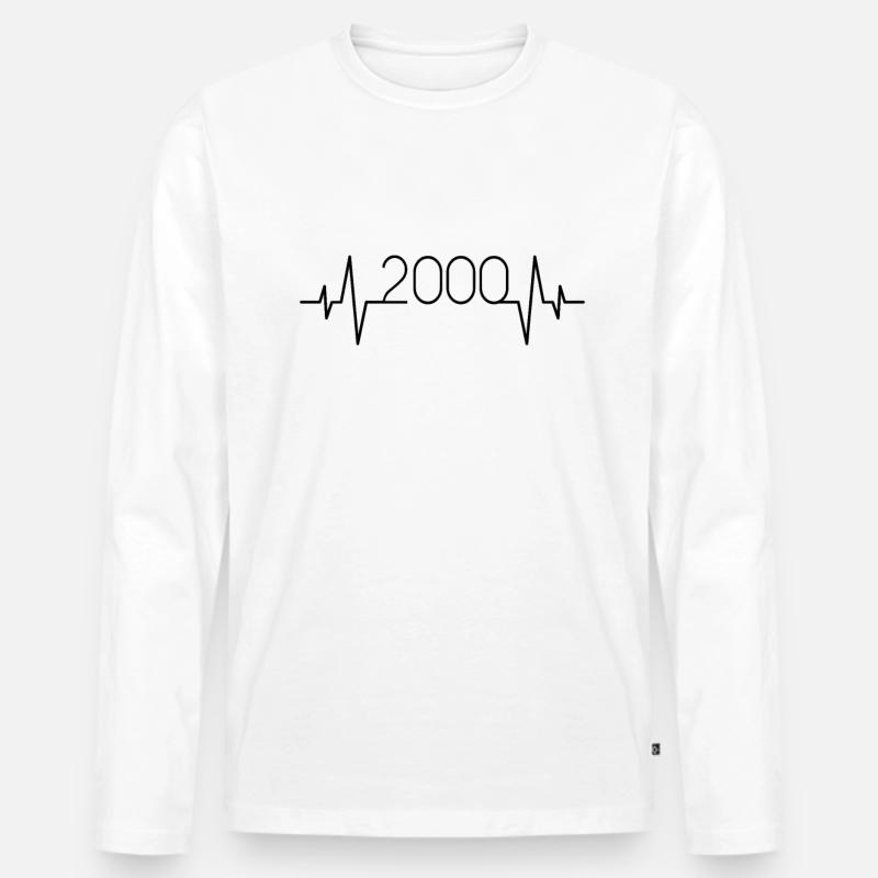 2000 Herzschlag - Männer Premium Bio Langarmshirt - Weiß