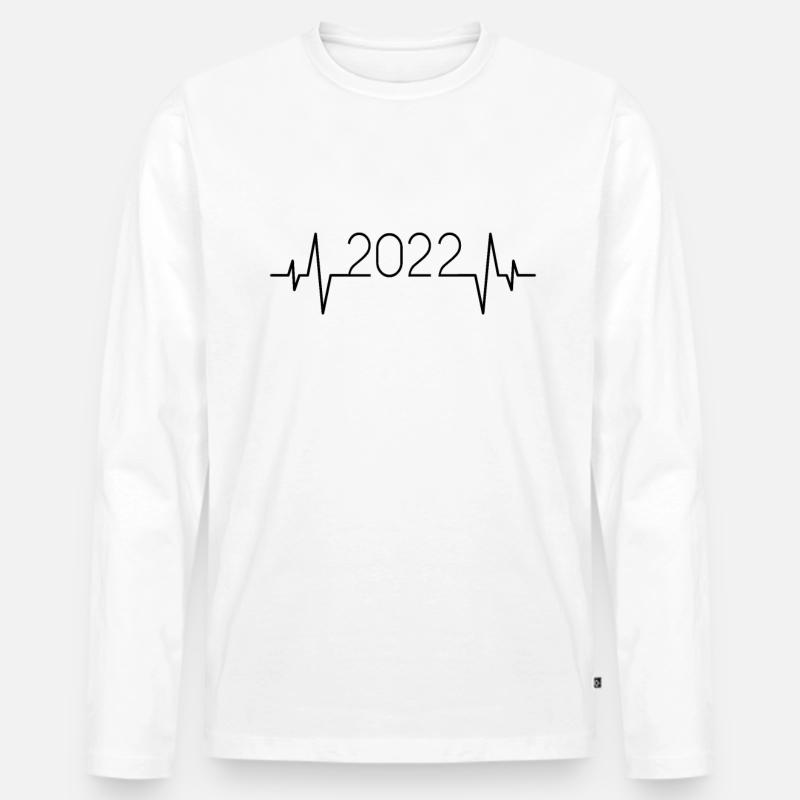 2022 Herzschlag - Männer Premium Bio Langarmshirt - Weiß