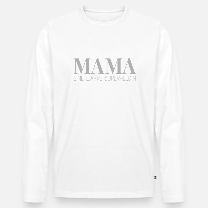 Mama Superheldin Spruch - Männer Premium Bio Langarmshirt - Weiß