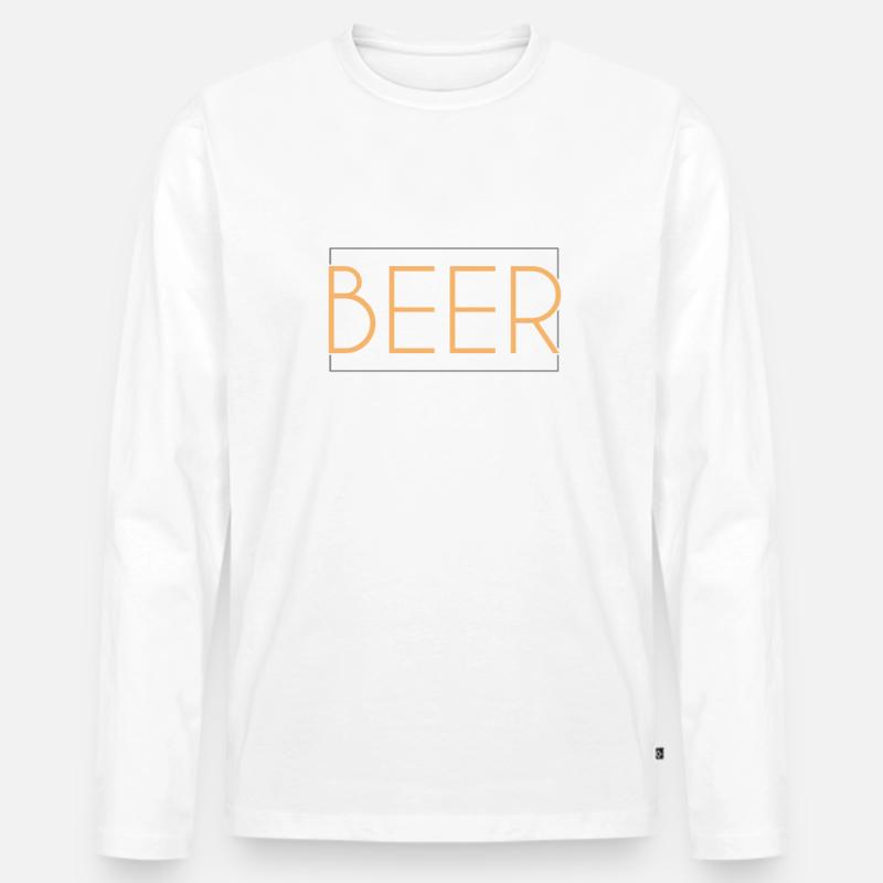 Bier Schriftzug - Männer Premium Bio Langarmshirt - Weiß
