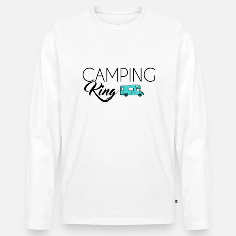 Camping King - Männer Premium Bio Langarmshirt - Weiß