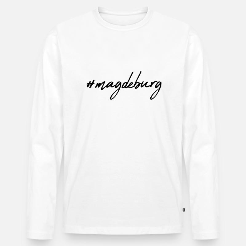 Magdeburg - Männer Premium Bio Langarmshirt - Weiß