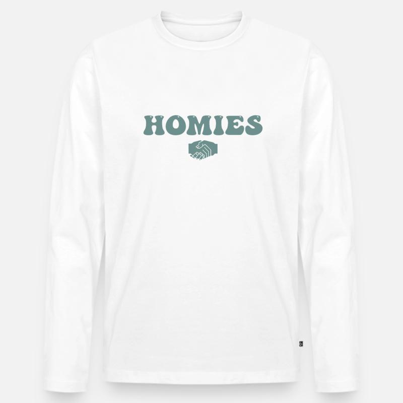 Homies - Männer Premium Bio Langarmshirt - Weiß