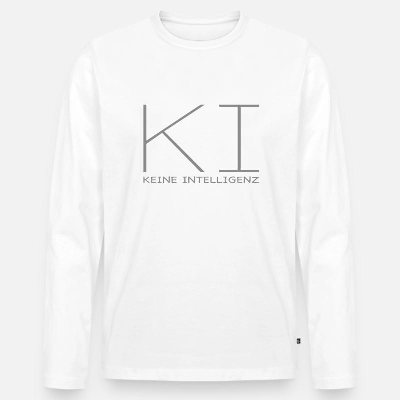 KI - Keine Intelligenz - Männer Premium Bio Langarmshirt - Weiß