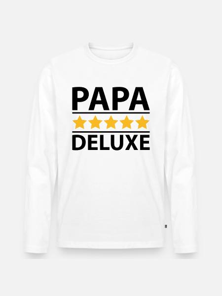 Papa Deluxe - Männer Premium Bio Langarmshirt - Weiß