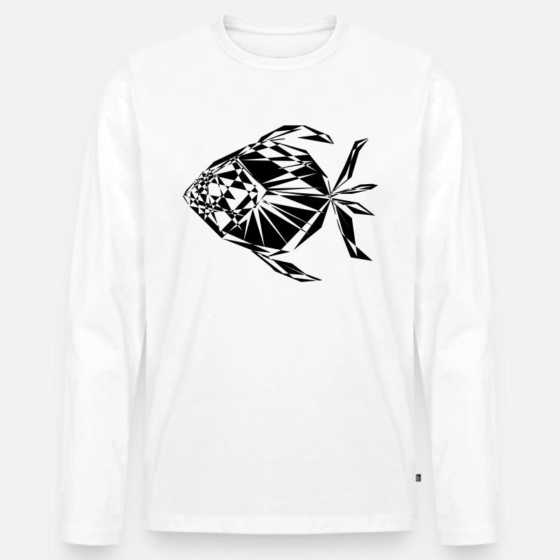 Abstrakter Südseefisch - Männer Premium Bio Langarmshirt - Weiß
