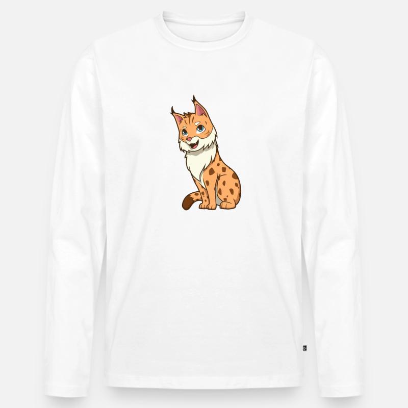 Kawaii Luchs - Männer Premium Bio Langarmshirt - Weiß