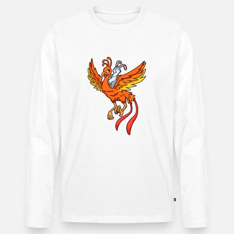 Hase reitet auf Phoenix - Männer Premium Bio Langarmshirt - Weiß