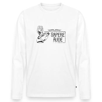 Lateinischer Spruch - Sapere Aude - Männer Premium Bio Langarmshirt - Weiß - Vorne - Nico (187cm)