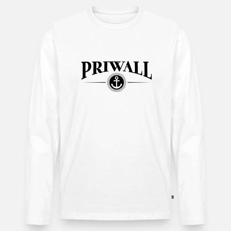 Anker und Seil - Seebad Priwall - Männer Premium Bio Langarmshirt - Weiß