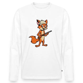 Renard avec fusil - Hunter - T-shirt manches longues Premium bio Homme - blanc - Devant - Nico (187cm)
