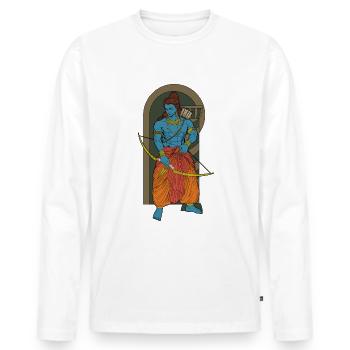 Dieu hindou - Rama - T-shirt manches longues Premium bio Homme - blanc - Devant - Nico (187cm)